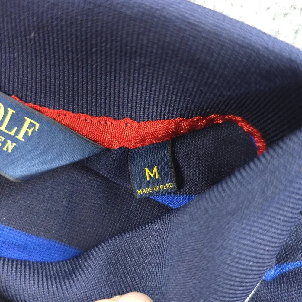 Polo Golf Ralph Lauren Shirt Mens M‎ Navy Stripe 2016 USA Performance Golfing